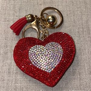 Rhinestone Heart Keychain